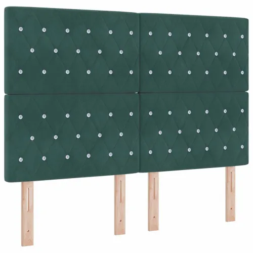 LED Box Spring Krevet Tamnozelena 140 x 190 cm Baršun - Tamnozelena 140 x 190 cm Kristal s dugmadima Cijena