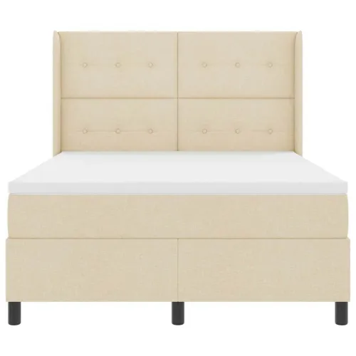 LED Box Spring Krevet s uzglavljem Krema 160 x 200 cm tkanina - Krema 160 x 200 cm Prošiveno gumbima Cijena