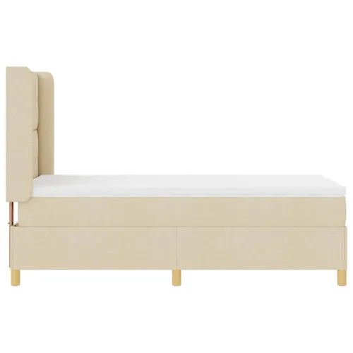 Box spring krevet s LED trakama Krema 100 x 200 cm tkanina - Krema 100 x 200 cm Prošiveno gumbima Cijena