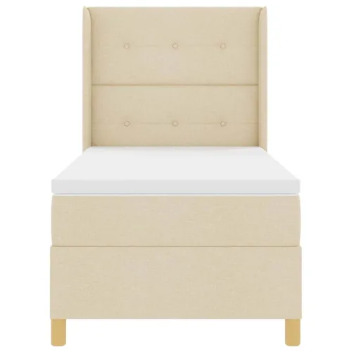 Box spring krevet s LED trakama Krema 100 x 200 cm tkanina - Krema 100 x 200 cm Prošiveno gumbima Cijena