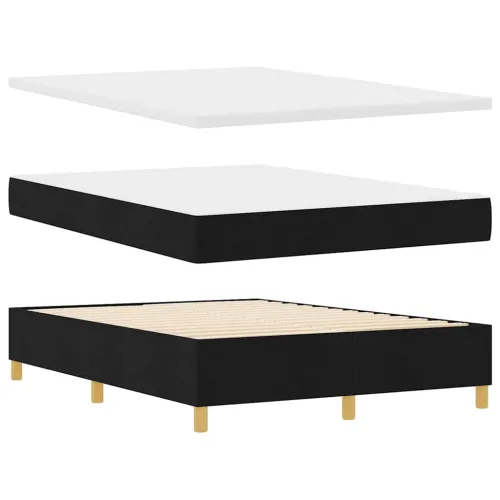 Box spring krevet s LED trakama Crna 140 x 200 cm tkanina - Crna 140 x 200 cm Prošiveno gumbima Cijena