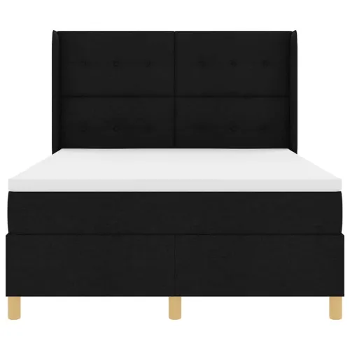 Box spring krevet s LED trakama Crna 140 x 200 cm tkanina - Crna 140 x 200 cm Prošiveno gumbima Cijena
