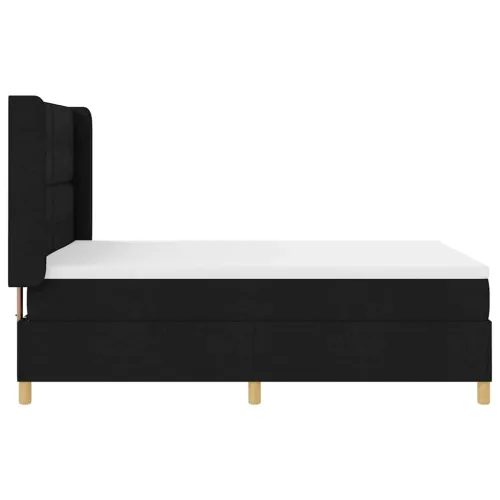 Box spring krevet s LED trakama Crna 140 x 200 cm tkanina - Crna 140 x 200 cm Prošiveno gumbima Cijena
