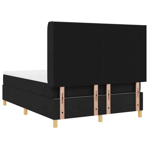 Box spring krevet s LED trakama Crna 140 x 200 cm tkanina - Crna 140 x 200 cm Prošiveno gumbima Cijena