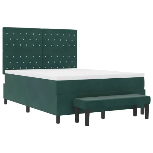 Box spring krevet Tamnozelena 190 x 140 cm Baršun - Tamnozelena 140 x 190 cm Kristal s dugmadima Cijena