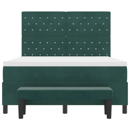 Box spring krevet Tamnozelena 190 x 140 cm Baršun - Tamnozelena 140 x 190 cm Kristal s dugmadima Cijena