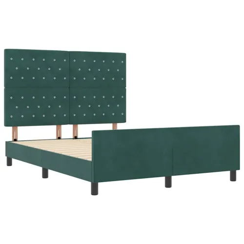 Box spring krevet Tamnozelena 140 x 190 cm Baršun - Tamnozelena 140 x 190 cm Kristal s dugmadima Cijena