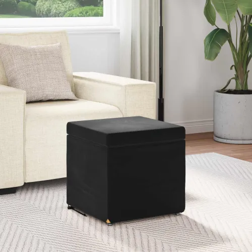 Stolica Crna 41 x 41 x 40 cm Svileni i Fino Radeći Drvo - Crna 40 cm Baršun Cijena