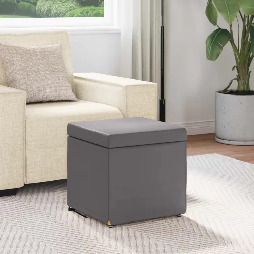 Stolica Siva 41 x 41 x 40 cm Umjetna Koža i Fino Radeći Drvo - Siva 40 cm Umjetna koža Cijena