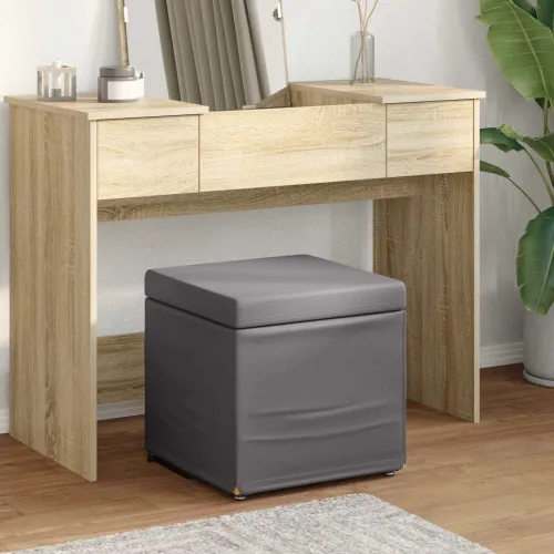 Stolica Siva 41 x 41 x 40 cm Umjetna Koža i Fino Radeći Drvo - Siva 40 cm Umjetna koža Cijena