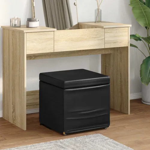 Stolica Crna 41 x 41 x 40 cm Umjetna Koža i Fino Radeći Drvo - Crna 40 cm Umjetna koža Cijena