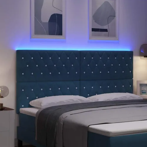 LED glava kreveta s LED trakama Tamno plava 180 cm Baršun - Tamno plava 180 cm Visoki uzglavlje Cijena