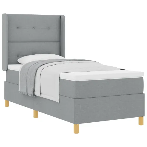 Box spring krevet Svijetlo siva 90 x 200 cm tkanina - Svjetlosiva 90 x 200 cm Prošiveno gumbima Cijena
