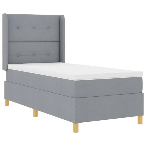 Box spring krevet Svijetlo siva 90 x 200 cm tkanina - Svjetlosiva 90 x 200 cm Prošiveno gumbima Cijena