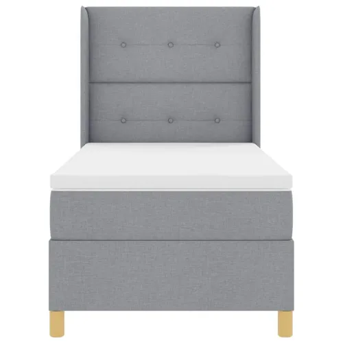 Box spring krevet Svijetlo siva 90 x 200 cm tkanina - Svjetlosiva 90 x 200 cm Prošiveno gumbima Cijena