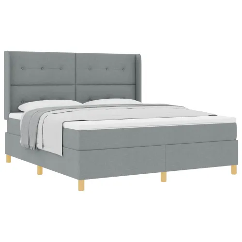 Box spring krevet Svijetlo siva 180 x 200 cm tkanina - Svjetlosiva 180 x 200 cm Prošiveno gumbima Cijena