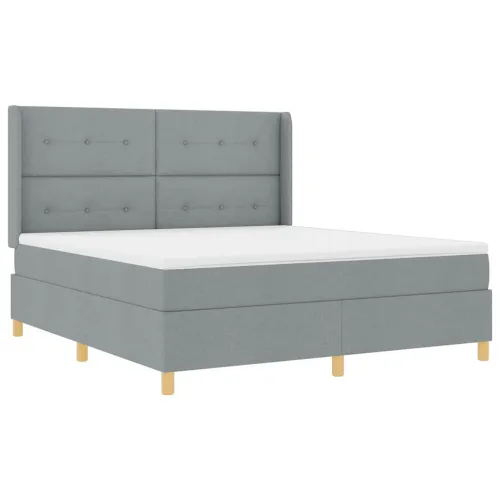 Box spring krevet Svijetlo siva 180 x 200 cm tkanina - Svjetlosiva 180 x 200 cm Prošiveno gumbima Cijena