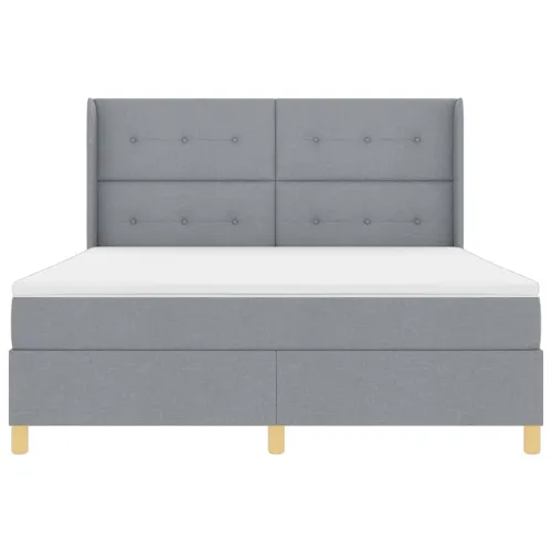 Box spring krevet Svijetlo siva 180 x 200 cm tkanina - Svjetlosiva 180 x 200 cm Prošiveno gumbima Cijena