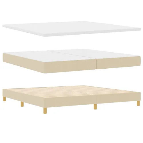LED Box Spring Krevet s jastukom Krema 200 x 200 cm tkanina - Krema 200 x 200 cm Prošiveno gumbima Cijena