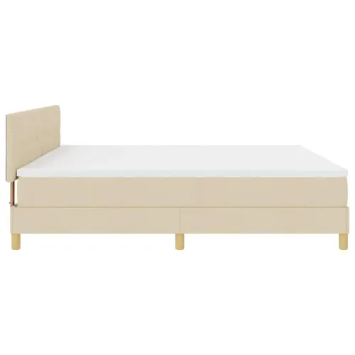 LED Box Spring Krevet s jastukom Krema 200 x 200 cm tkanina - Krema 200 x 200 cm Prošiveno gumbima Cijena