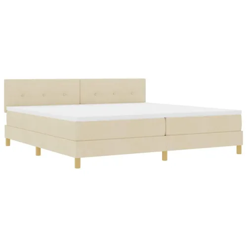 LED Box Spring Krevet s jastukom Krema 200 x 200 cm tkanina - Krema 200 x 200 cm Prošiveno gumbima Cijena