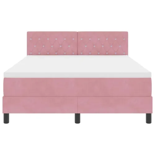 LED Box Spring Krevet s madracem Ružičasta 140 x 190 cm Baršun - Ružičasta 140 x 190 cm Kristal s dugmadima Cijena