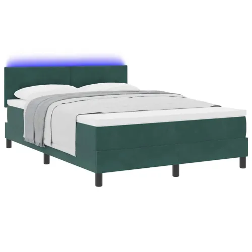LED Box Spring Krevet Tamnozelena 160 x 200 cm Baršun - Tamnozelena 160 x 200 cm Prošiveno gumbima Cijena
