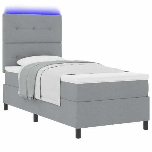 Box spring krevet Svjetlosiva 90 x 200 cm tkanina - Svjetlosiva 90 x 200 cm Prošiveno gumbima Cijena