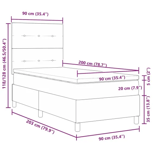 Box spring krevet Svjetlosiva 90 x 200 cm tkanina - Svjetlosiva 90 x 200 cm Prošiveno gumbima Cijena