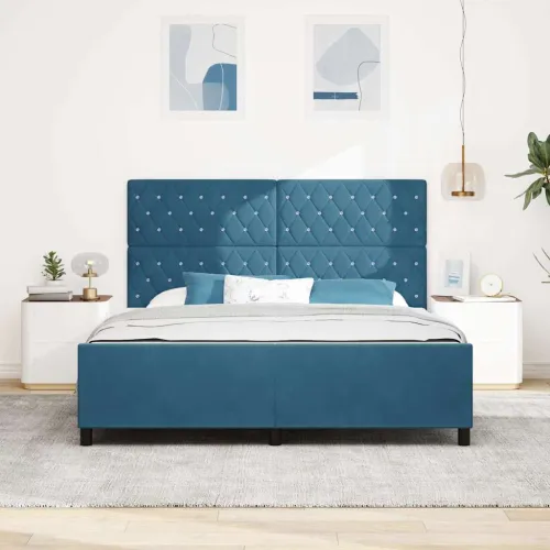 Box spring krevet Tamno plava 180 x 200 cm Baršun - Tamno plava 180 x 200 cm Kristal s dugmadima Cijena
