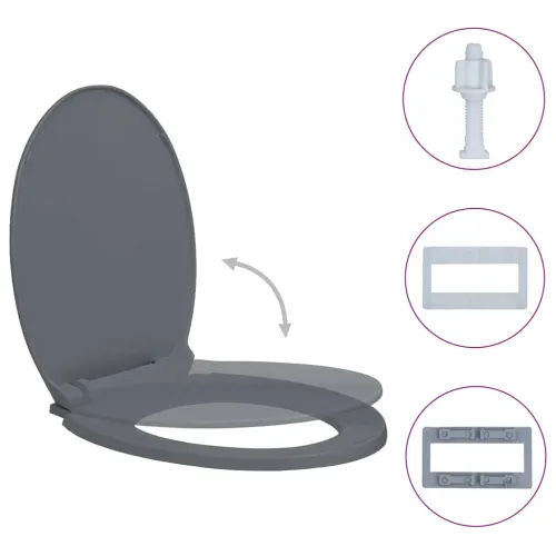 Daska za wc - Toaletna daska s mekim zatvaranjem siva ovalna - Siva 1 Ne Siva Cijena