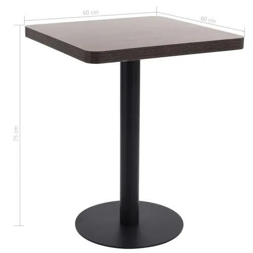 Bistro stol tamnosmeđi 60 x 60 cm MDF - tamno smeđa i crna 60 x 60 x 75 cm 1 Cijena