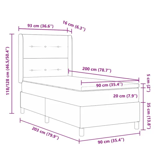 Box spring krevet s uzglavljem Crna 90 x 200 cm tkanina - Crna 90 x 200 cm Prošiveno gumbima Cijena