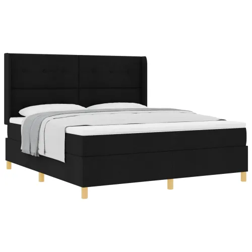 Box spring krevet s uzglavljem Crna 180 x 200 cm tkanina - Crna 180 x 200 cm Prošiveno gumbima Cijena