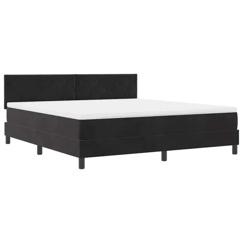 LED Box Spring Krevet s uzglavljem Crna 180 x 200 cm Baršun - Crna 180 x 200 cm Dizajn s rombovima Cijena