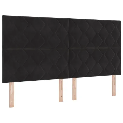 LED Box Spring Krevet s uzglavljem Crna 180 x 200 cm Baršun - Crna 180 x 200 cm Dizajn s rombovima Cijena