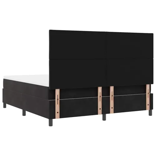 LED Box Spring Krevet s uzglavljem Crna 180 x 200 cm Baršun - Crna 180 x 200 cm Dizajn s rombovima Cijena