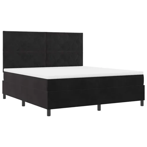 LED Box Spring Krevet s uzglavljem Crna 180 x 200 cm Baršun - Crna 180 x 200 cm Dizajn s rombovima Cijena