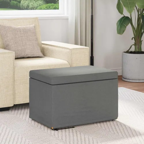 Stolica Tamno siva 61 x 41 x 40 cm Tkanina i konstruirano drvo - Tamnosiva 60 cm Tkanina Cijena
