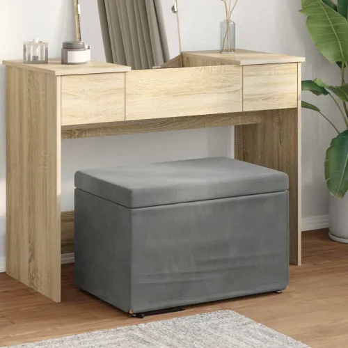 Stolica Tamno siva 61 x 41 x 40 cm Svileni i Fino Radeći Drvo - Tamno siva 60 cm Baršun Cijena