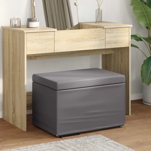 Stolica Siva 61 x 41 x 40 cm Umjetna Koža i Fino Radeći Drvo - Siva 60 cm Umjetna koža Cijena