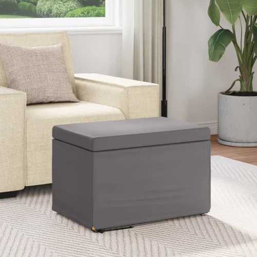 Stolica Siva 61 x 41 x 40 cm Umjetna Koža i Fino Radeći Drvo - Siva 60 cm Umjetna koža Cijena