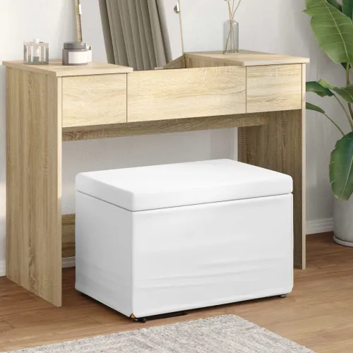 Stolica Bijelo 61 x 41 x 40 cm Umjetna Koža i Fino Radeći Drvo - Bijelo 60 cm Umjetna koža Cijena
