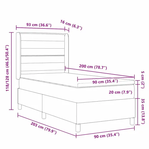 Box spring krevet s madracem Crna 90 x 200 cm tkanina - Crna 90 x 200 cm Dizajn linija Cijena