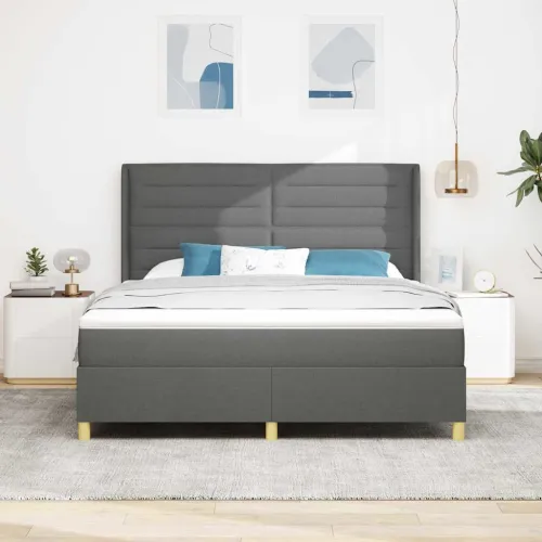 Box spring krevet Tamno siva 180 x 200 cm tkanina - Tamno siva 180 x 200 cm Dizajn linija Cijena
