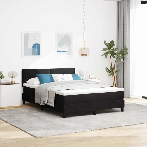LED Box Spring Krevet s uzglavljem Crna 160 x 200 cm Baršun - Crna 160 x 200 cm Prošiveno gumbima Cijena