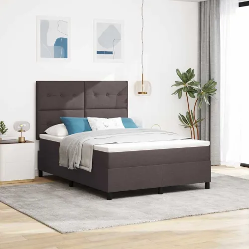Box spring krevet Tamno smeđa 160 x 200 cm tkanina - Tamno smeđa 160 x 200 cm Prošiveno gumbima Cijena