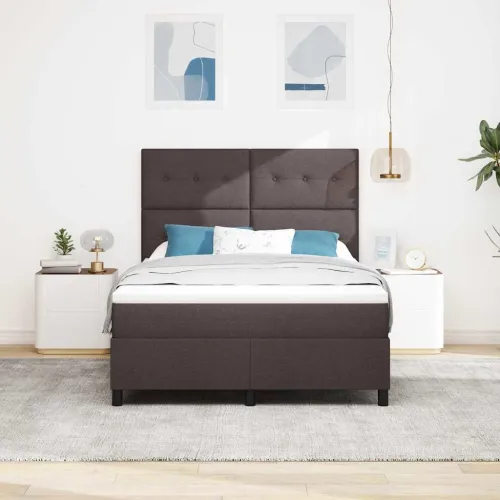 Box spring krevet Tamno smeđa 160 x 200 cm tkanina - Tamno smeđa 160 x 200 cm Prošiveno gumbima Cijena