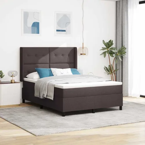 LED Box Spring Krevet Tamno smeđa 160 x 200 cm tkanina - Tamno smeđa 160 x 200 cm Prošiveno gumbima Cijena
