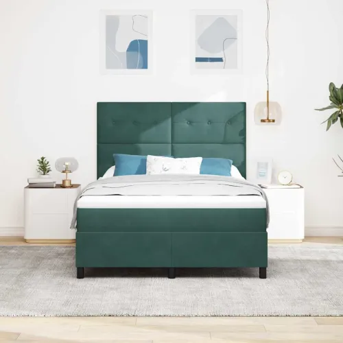 LED Box Spring Krevet Tamnozelena 160 x 200 cm Baršun - Tamnozelena 160 x 200 cm Prošiveno gumbima Cijena